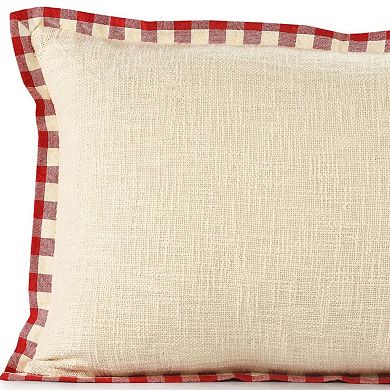 HomeRoots Set of Two Ivory And Red Lumbar Christmas Cotton Throw Pillow Covers