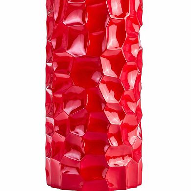 HomeRoots 36" Red Faceted Geometric Resin Floor Vase