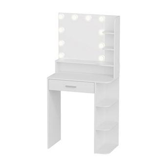 26" LED Vanity with Mirror, Large Drawer, 6 Shelves & 3 Light Modes