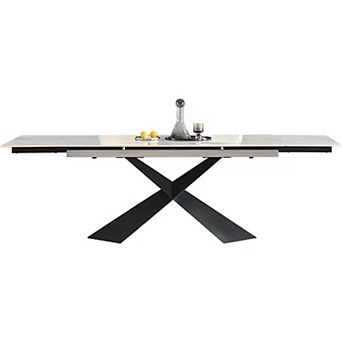 Extendable Dining Table for 6-12, Modern Extendable Dining Room Table