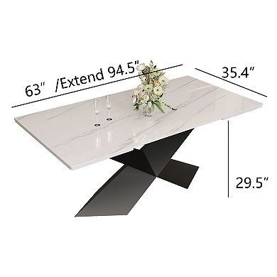 Extendable Dining Table for 6-12, Modern Extendable Dining Room Table