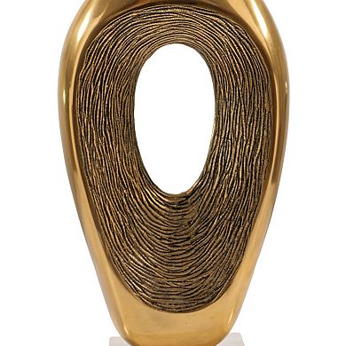 HomeRoots 16" Gold And White Aluminum And Marble Abstract Tabletop Sculpture