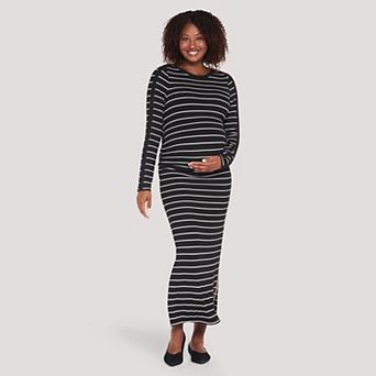 Maternity Motherhood® Long Sleeve Side Envelope Neck Maxi Dress