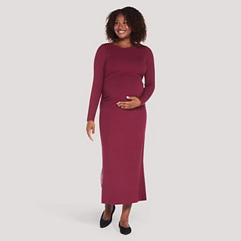 Maternity Motherhood® Long Sleeve Side Envelope Neck Maxi Dress