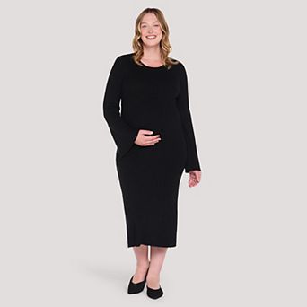 Maternity Motherhood® Flare Long Sleeve Midi Dress