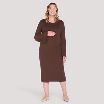 Maternity Motherhood® Flare Long Sleeve Midi Dress