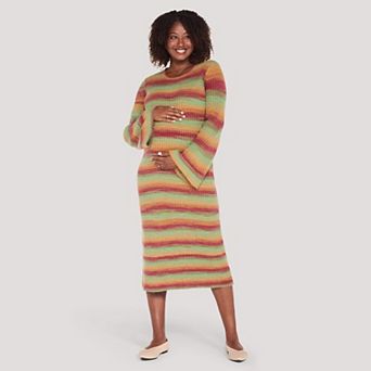 Maternity Motherhood® Flare Long Sleeve Midi Dress