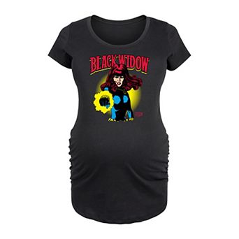 Maternity Marvel Black Widow Comic Portrait Graphic Tee