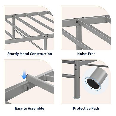 Metal Bed Frames for Girls Boys,Platform Bed with Heart-Shaped Design Headboard&Footboard