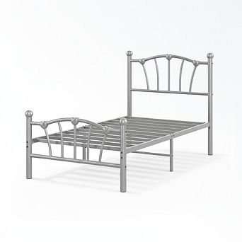 Metal Bed Frames for Girls Boys,Platform Bed with Heart-Shaped Design Headboard&Footboard