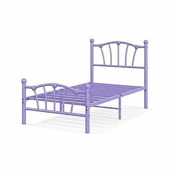 Metal Bed Frames for Girls Boys,Platform Bed with Heart-Shaped Design Headboard&Footboard