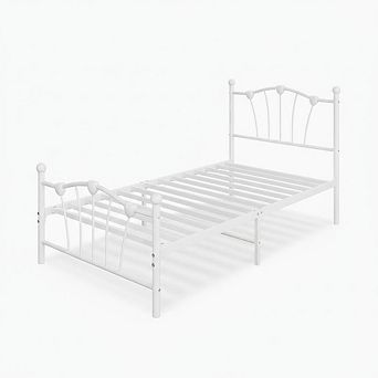 Metal Bed Frames for Girls Boys,Platform Bed with Heart-Shaped Design Headboard&Footboard