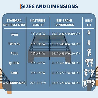Wood Platform Bed Frame, Wooden Bed Frame Without Headboard, Noise-Free,Strudy Wood Slat