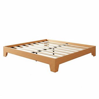 Wood Platform Bed Frame, Wooden Bed Frame Without Headboard, Noise-Free,Strudy Wood Slat
