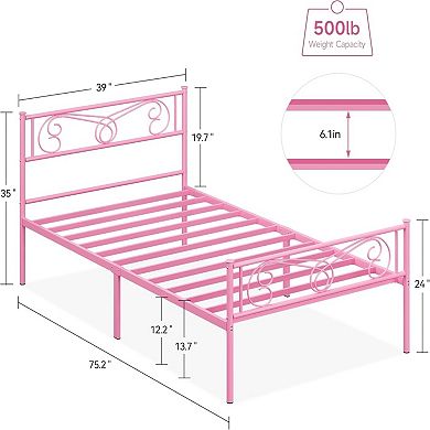 Bed Frames for Kids, Metal Bed Frame with Headboard & Footboard