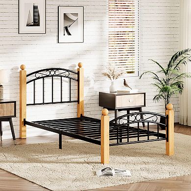 Bed Frame with Headboard,Classic Metal Platform Bed Frame Mattress Foundation with Under Storage