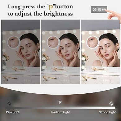 Vanity Makeup Mirror with 15 Dimmable Led Bulbs and 3 Color Modes