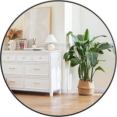 Round Mirror,Modern Decorative, Wall-Mounted Mirrors, Home Décor, 24" Round Black