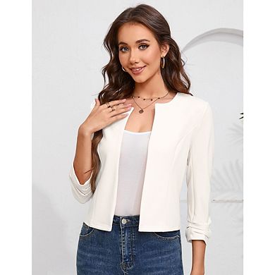 Women's Lightweight Summer Cardigan Cropped Long Sleeve Shrug Thin Open Front Sheer Bolero