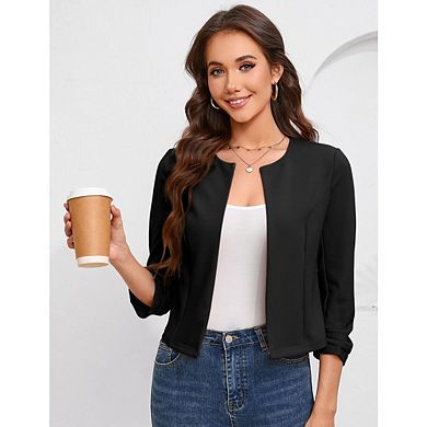 Women's Lightweight Summer Cardigan Cropped Long Sleeve Shrug Thin Open Front Sheer Bolero