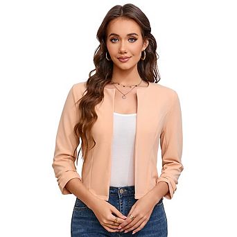 Women's Lightweight Summer Cardigan Cropped Long Sleeve Shrug Thin Open Front Sheer Bolero