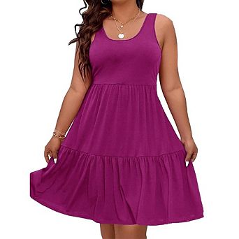 Women Plus Size Summer Dress Sleeveless Tank Casual Loose Sundress Flowy Beach Midi Dresses