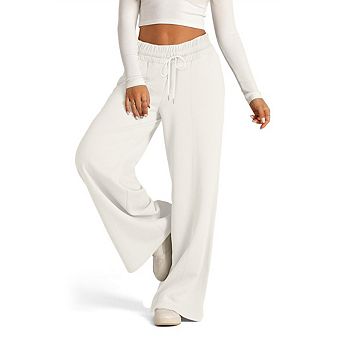 Women Wide Leg Sweatpants Elastic Drawstring Straight Sweatpants Low Waist Baggy Lounge Pants Pocket