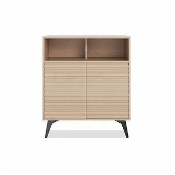 Modern Fluted Sideboard Buffet Cabinet, 2-Door Storage Cabinet with Adjustable Shelves
