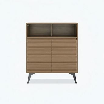 Modern Fluted Sideboard Buffet Cabinet, 2-Door Storage Cabinet with Adjustable Shelves