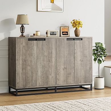 Modern 55" Sideboard Buffet Cabinet 4 Doors, Adjustable Shelves, Storage Credenza,