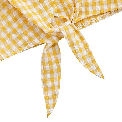 Girls' Plaid Sleeveless Flutter Sleeve Button-Down Shirt with Tie Hem