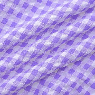 Girls' Plaid Sleeveless Flutter Sleeve Button-Down Shirt with Tie Hem