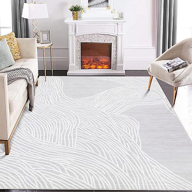 Modern Abstract Print Rug, Non Slip Machine Washable Carpet for Living Room Bedroom Dining Room