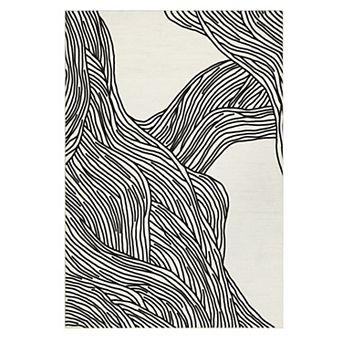 Modern Abstract Print Rug, Non Slip Machine Washable Carpet for Living Room Bedroom Dining Room