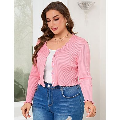 Women's Plus Size Cardigan Long Sleeve Button Down Cardigan Knit Sweater Outwear