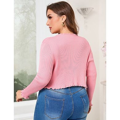 Women's Plus Size Cardigan Long Sleeve Button Down Cardigan Knit Sweater Outwear