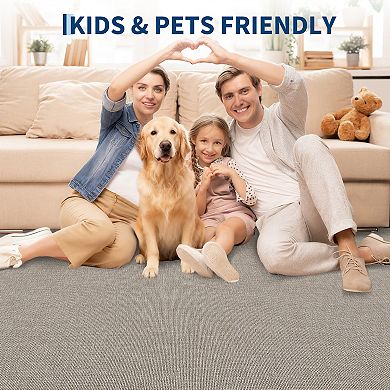 Volkmi Washable Rug, Non-Slip Low Pile Woven Rug, Modern Minimalist Solid Color Foldable Mat