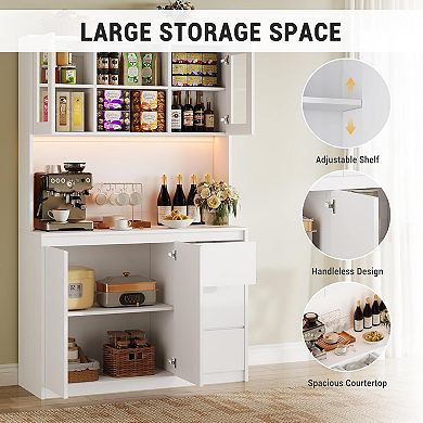 Kitchen Pantry Cabinet,71 in Tall Storage Cabinet with Doors&Shelves Adjustable