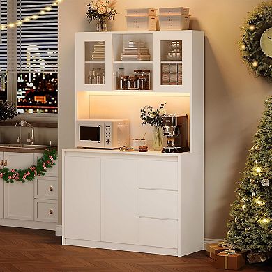 Kitchen Pantry Cabinet,71 in Tall Storage Cabinet with Doors&Shelves Adjustable