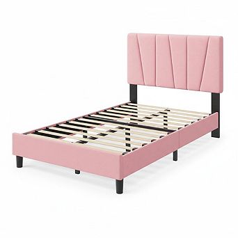 Bed Frame with Headboard Adjustable,Modern Upholstered Platform Bed Frame with Wooden Slat Support