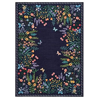 Washable Rug - Non-Slip Soft Floral Area Carpet for Living Room, Bedroom, Dining Room, Entryway