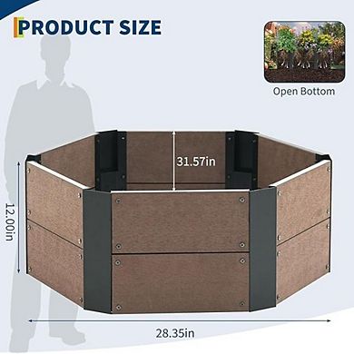 Hexagon Raised Garden Bed Kit, 6-Panel Wood Look Planter Box for Indoor & Outdoor Use