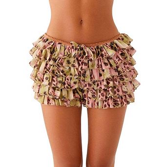 Women Fashion Print Multi Layer Cake Stacking Skort Casual Daily Versatile Mini Skirt Y2K Babe Skirt