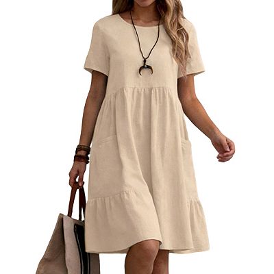 pocket casual dress Pink Lily My Favorite Stretchy Denim Pocket Mini Dress
