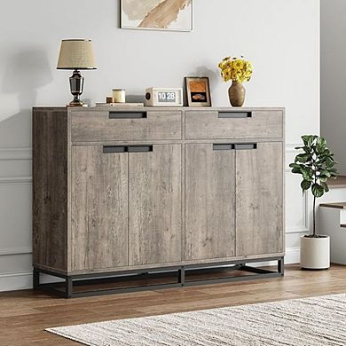 Sideboard Buffet Cabinet, 55" Large Modern Kitchen Storage Cabinet with 2 Drawers and 4 Doors