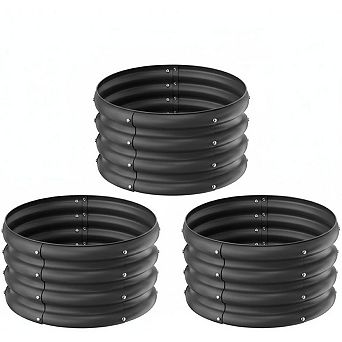 3 pc Galvanized Raised Garden Beds Outdoor, 2x2x1Ft Round Metal Planter Boxes