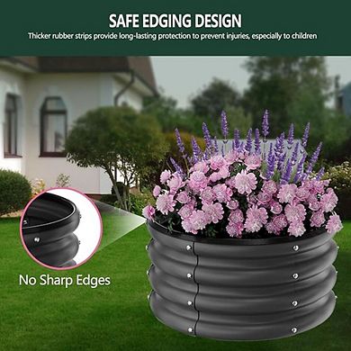 3 Pcs Galvanized Raised Garden Beds Outdoor, 2x2x1Ft Round Metal Planter Boxes