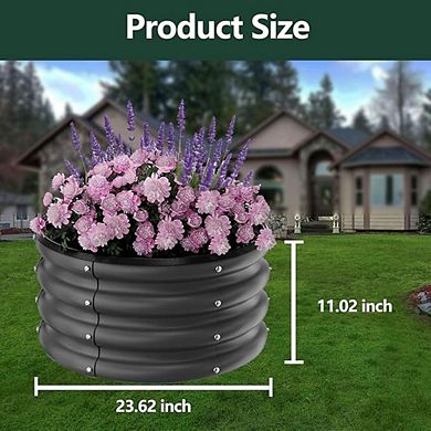 3 Pcs Galvanized Raised Garden Beds Outdoor, 2x2x1Ft Round Metal Planter Boxes
