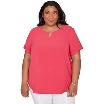 Plus Size Alfred Dunner Solid Rolled Short Sleeve Tee