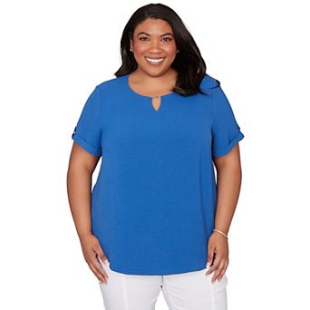 Plus Size Alfred Dunner Solid Rolled Short Sleeve Tee